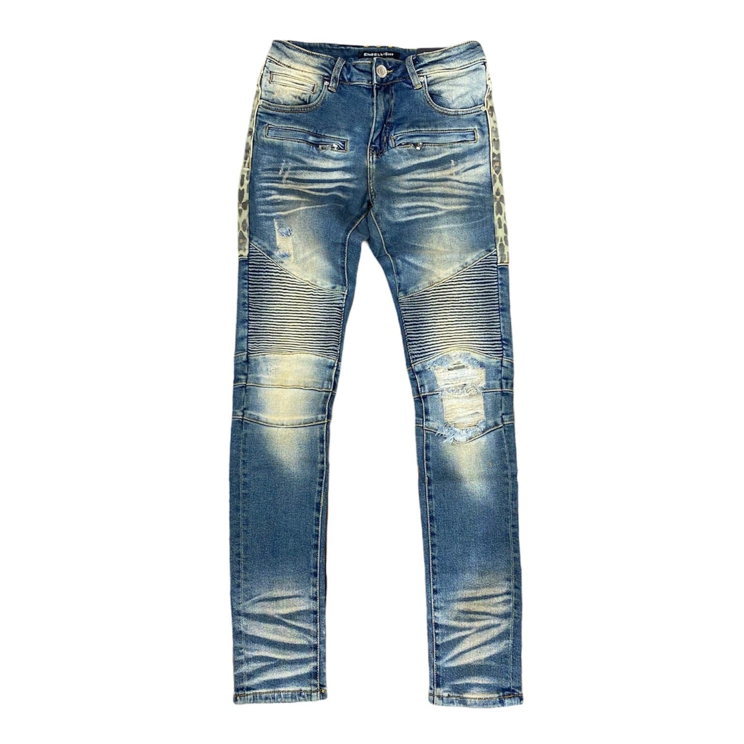 Embellish Bower Biker Jeans (Indigo Cheetah) EMBFALL120-110