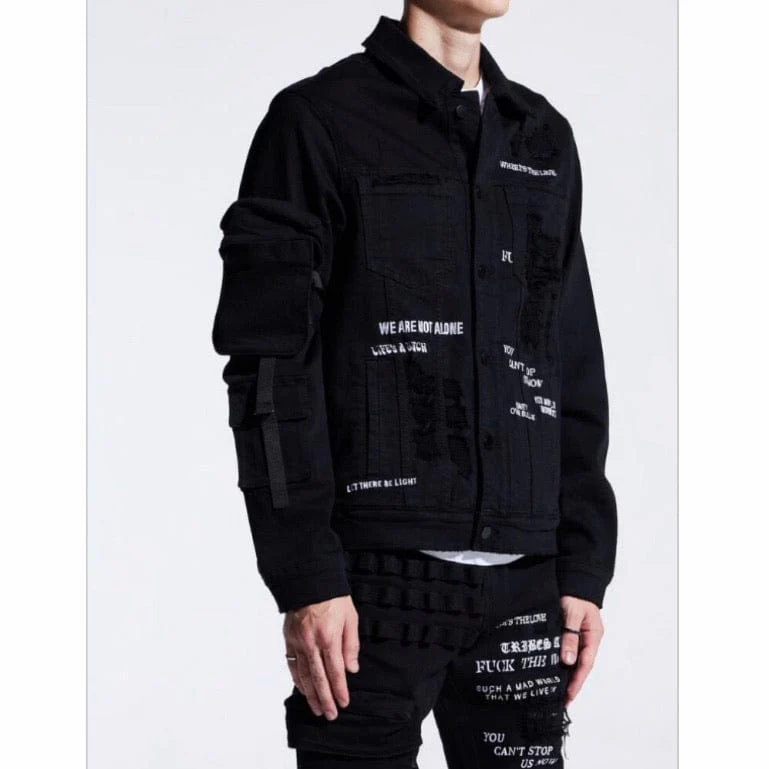 Embellish Raider Denim Jacket (Black Split) EMBDECQS20-204 - Image 2