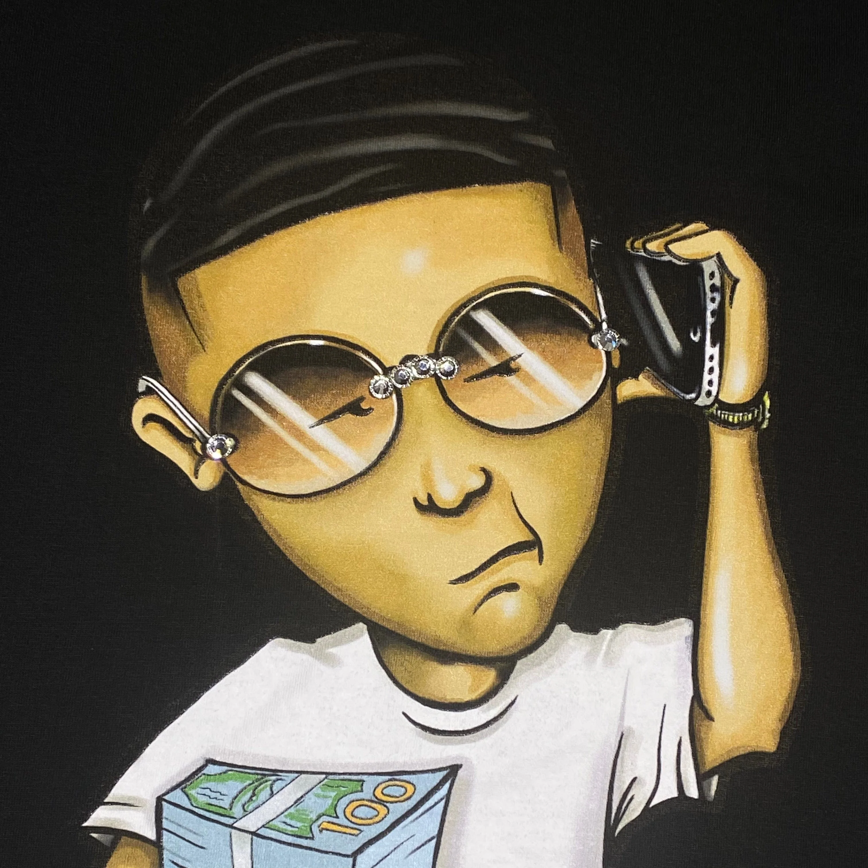 Filthie Rich On The Phone T Shirt (Black) - Image 2