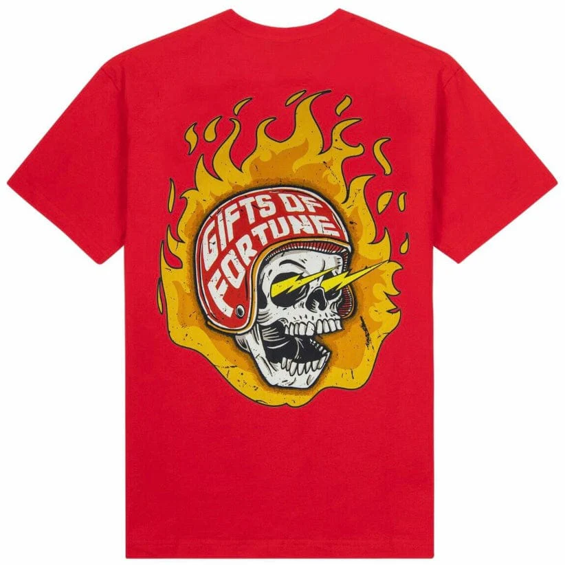 Gift Of Fortune Lighting Skull T Shirt (Red) - Image 2