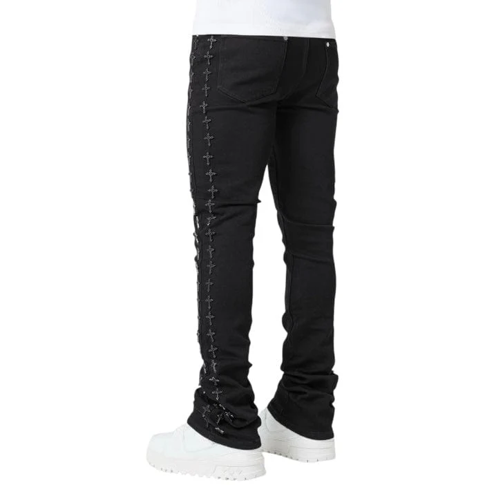 Guapi Crosses Embellished Denim (All Black) - Image 3