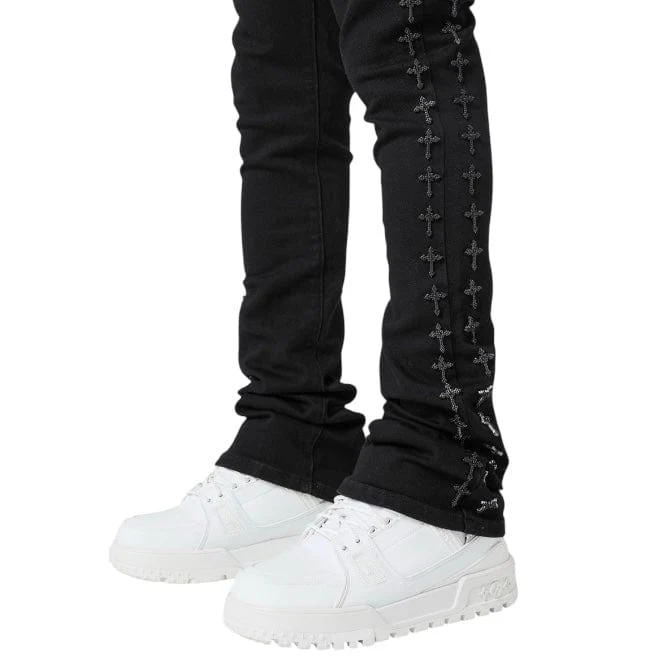 Guapi Crosses Embellished Denim (All Black) - Image 4