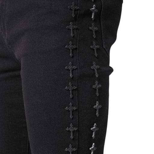 Guapi Crosses Embellished Denim (All Black) - Image 5