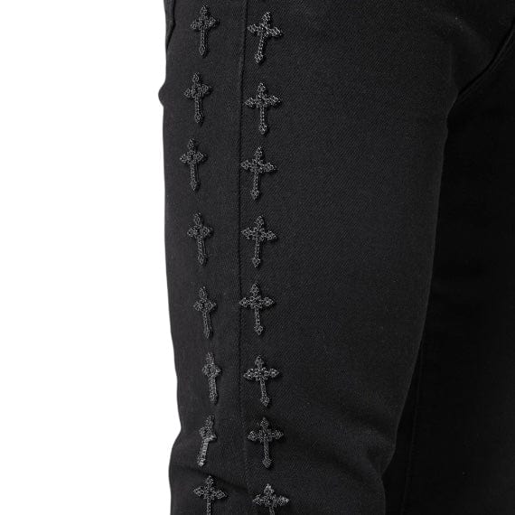 Guapi Crosses Embellished Denim (All Black) - Image 6