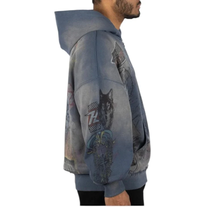 Howlers Club Night Magic Zip Hoodie (Navy Sun Fade) - Image 2