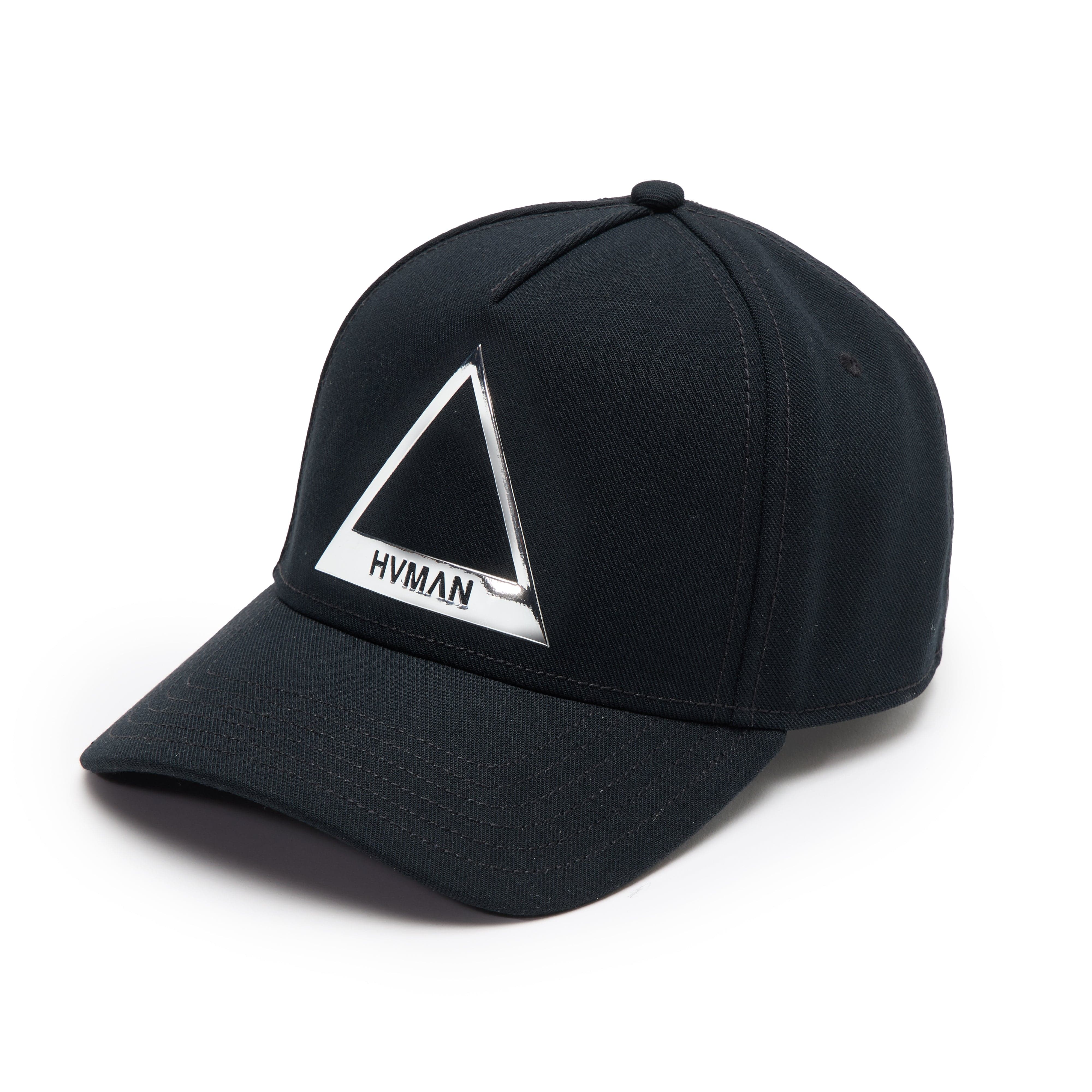 Hvman Triangle Logo Mesh Trucker Hat in Black - Image 2