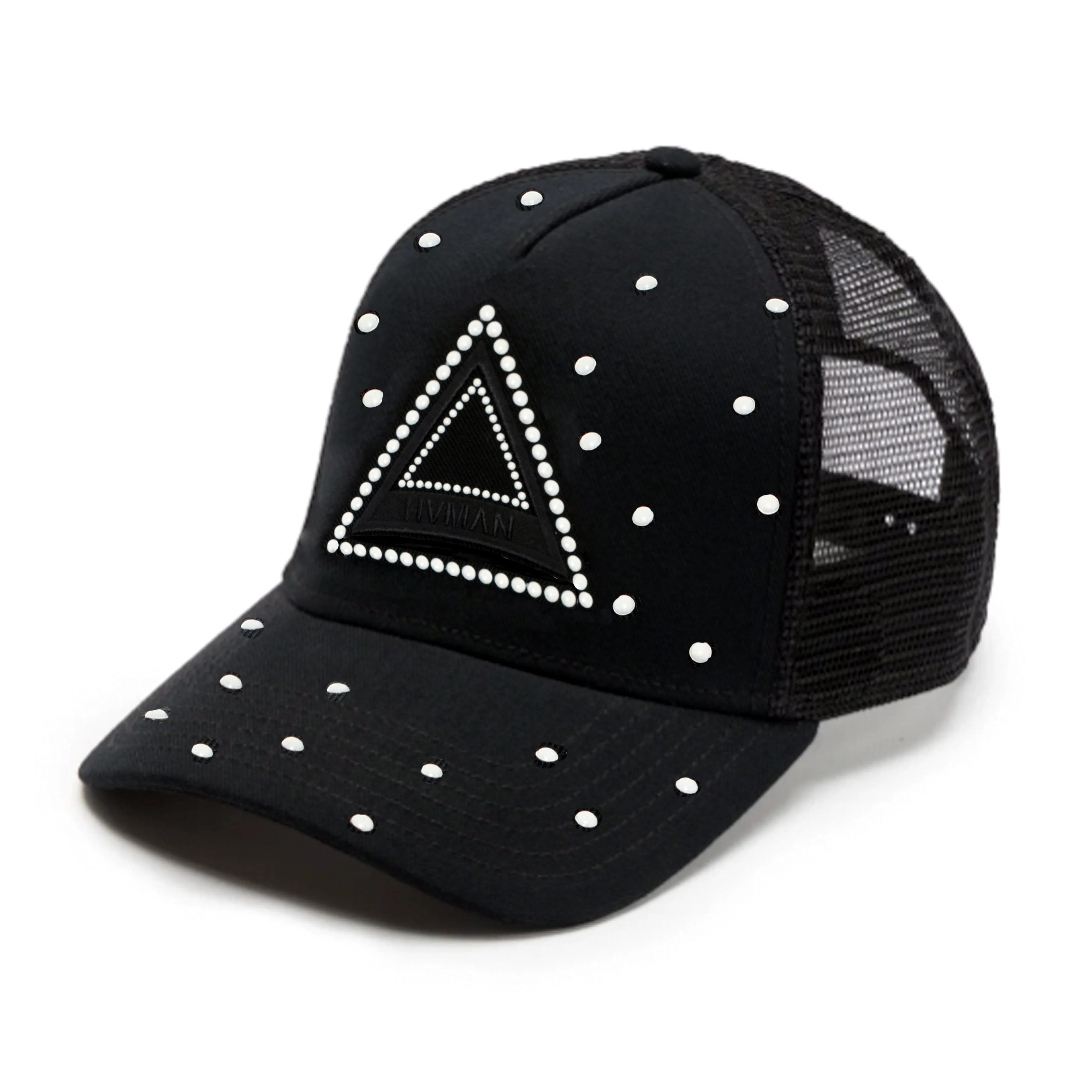 Hvman's Triangle Logo Mesh Trucker Hat in Black - Image 2