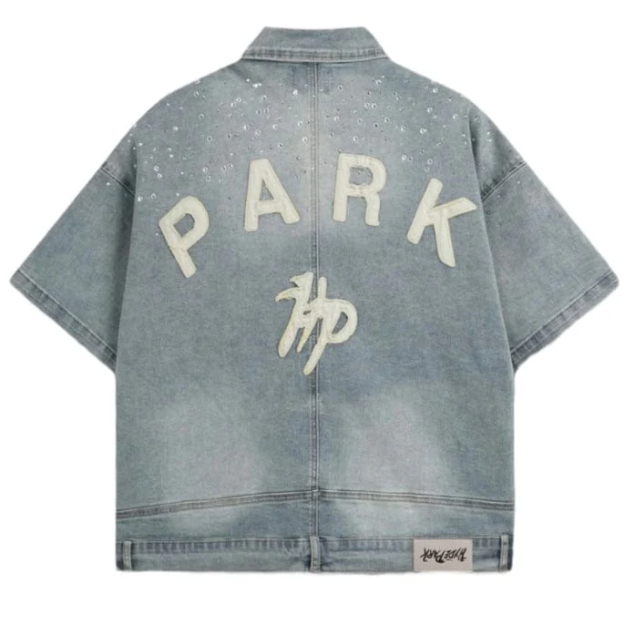 Hyde Park Studded Park Denim Work Shirt (Blue) - Image 2