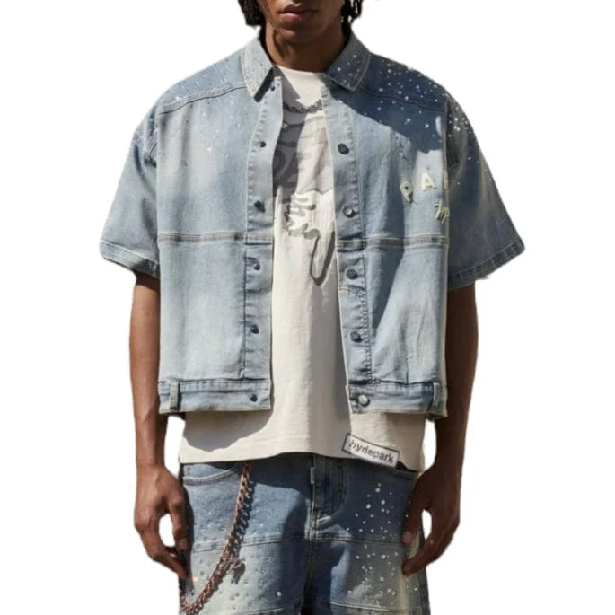 Hyde Park Studded Park Denim Work Shirt (Blue) - Image 3