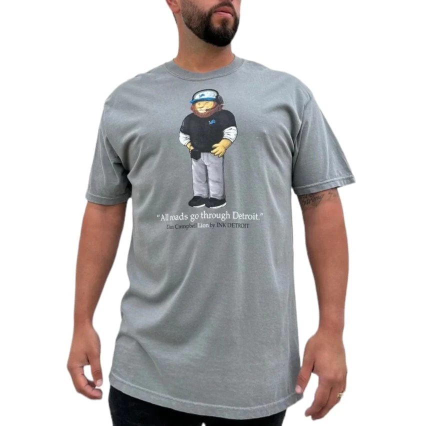 Ink Detroit Dan Campbell Lion T-Shirt (Pigment Dyed Grey) 9511 - Image 2