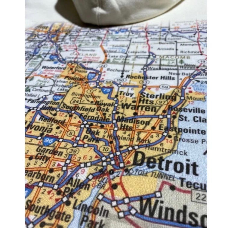 Ink Detroit Premium Heavyweight Metro Detroit Map Hoodie (Bone) 9307 - Image 3