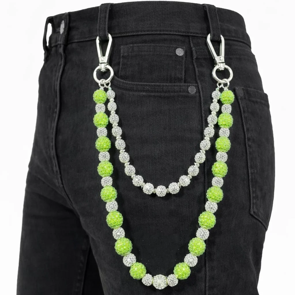 Jewelry Essentials Alternating Ball Chain (Silver/Green) FLC-006SGR