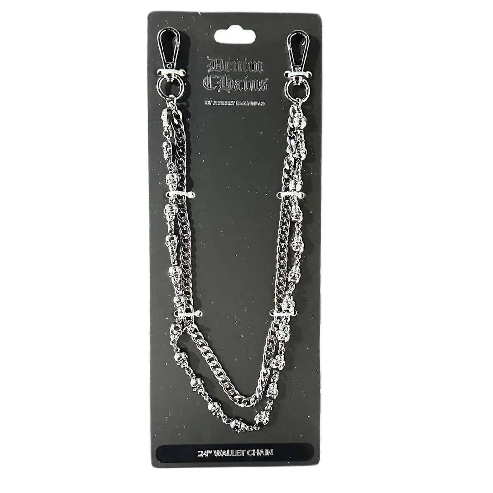 Jewelry Essentials Skull x Cuban Double Pant Chain (Black) BKC-159BK - Image 2