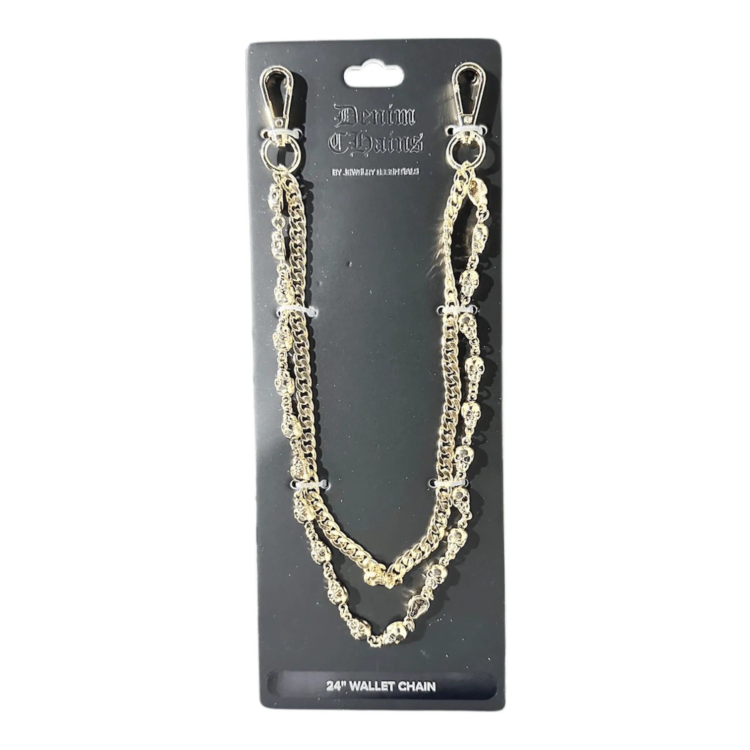 Jewelry Essentials Skull x Cuban Double Pant Chain (Gold) BKC-159G - Image 2