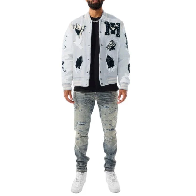 Jordan Craig Fallen Angels Varsity Jacket (Light Grey) 91647 - Image 5