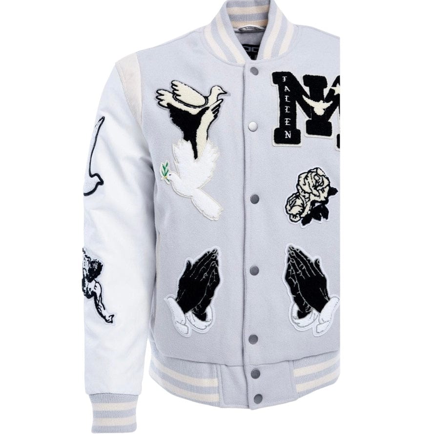 Jordan Craig Fallen Angels Varsity Jacket (Light Grey) 91647 - Image 7