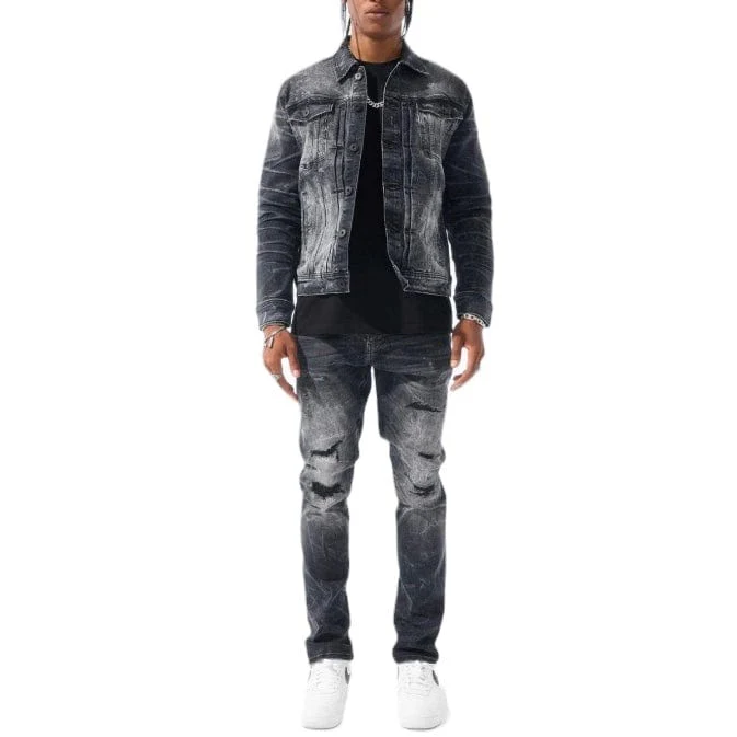 Jordan Craig Meadowlands Denim Trucker Monochrome Jacket (Black Shadow) - Image 2