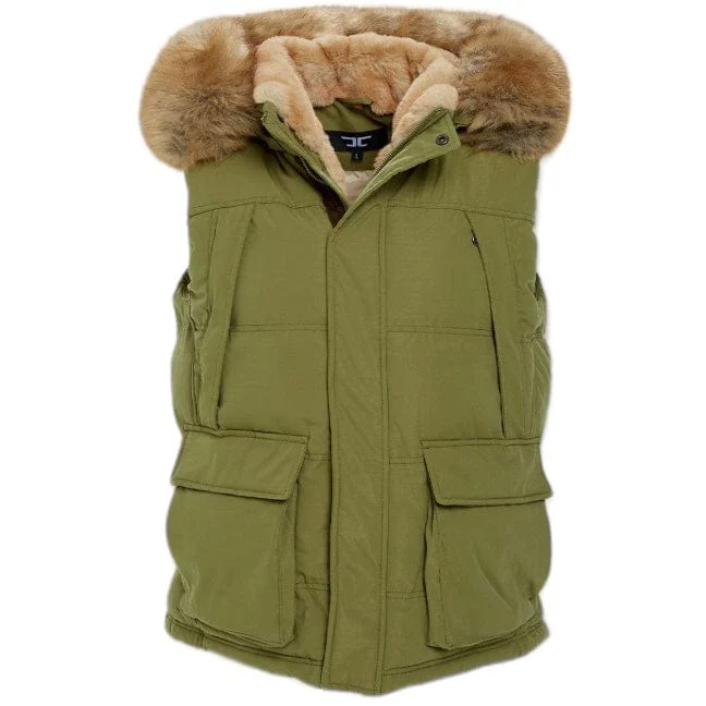 Jordan Craig Yukon Fur Lined Puffer Vest (Army Green) 9374V - Image 3
