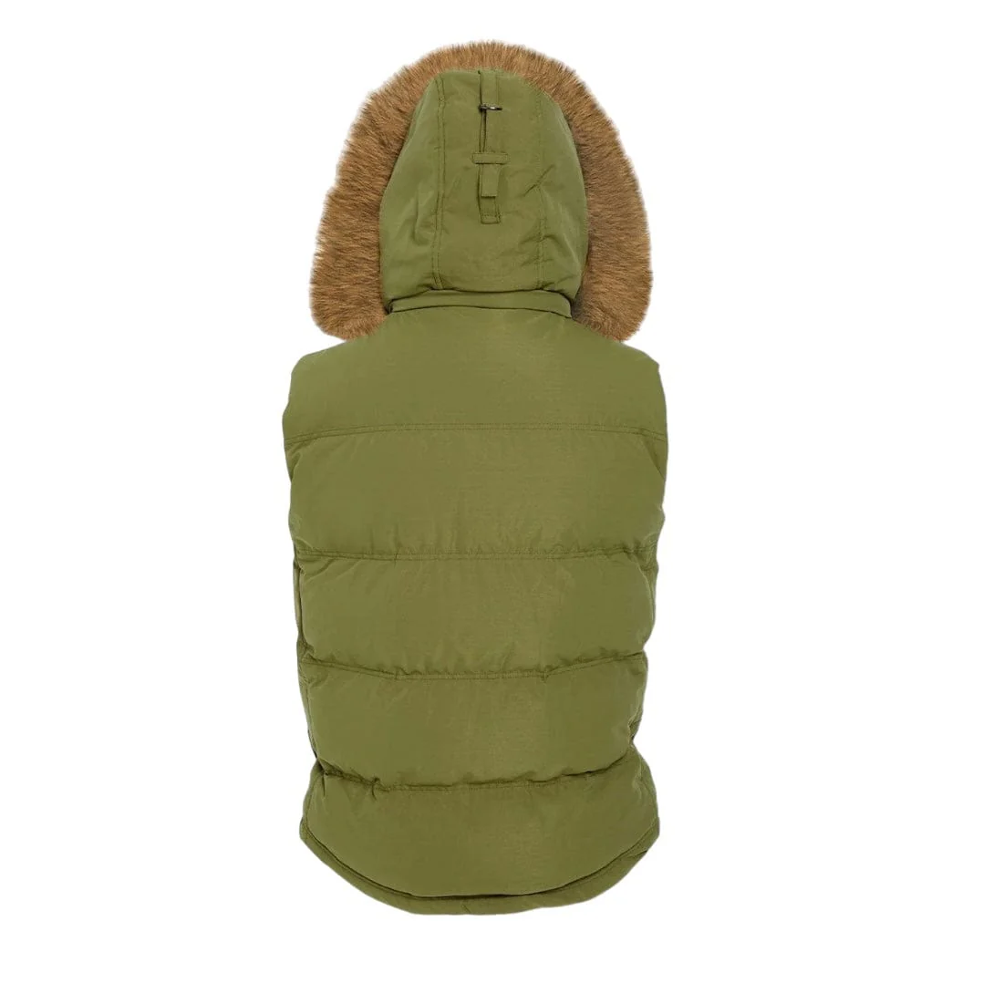 Jordan Craig Yukon Fur Lined Puffer Vest (Army Green) 9374V - Image 5