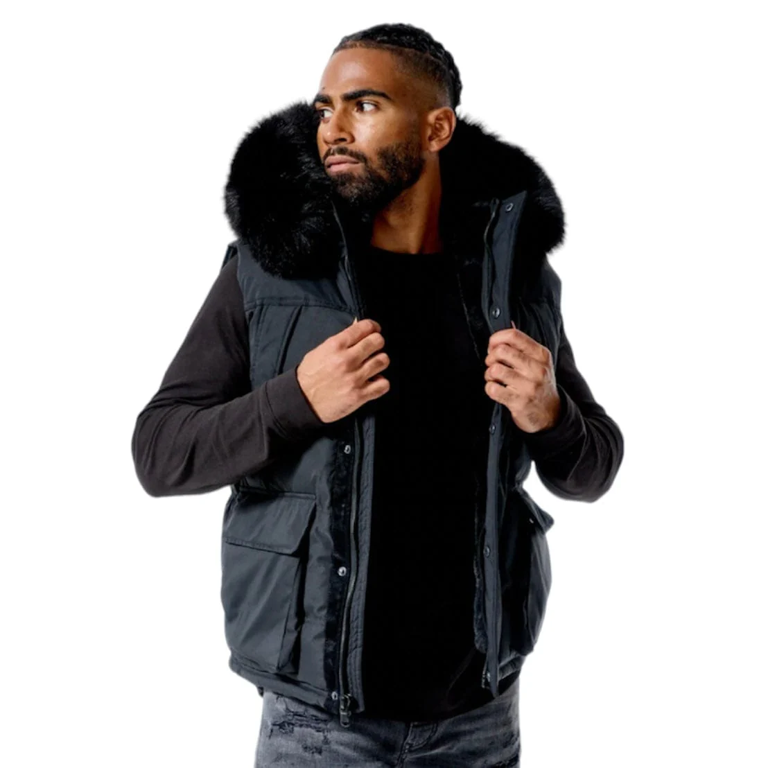Jordan Craig Yukon Fur Lined Puffer Vest (Black) 9369V - Image 2