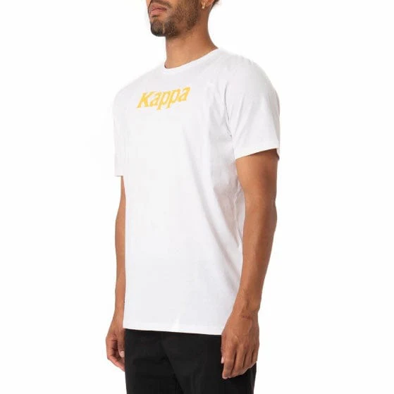 Kappa Authentic Runis T Shirt (White/Fuchsia-Blue/Yellow) 311BHUW - Image 2