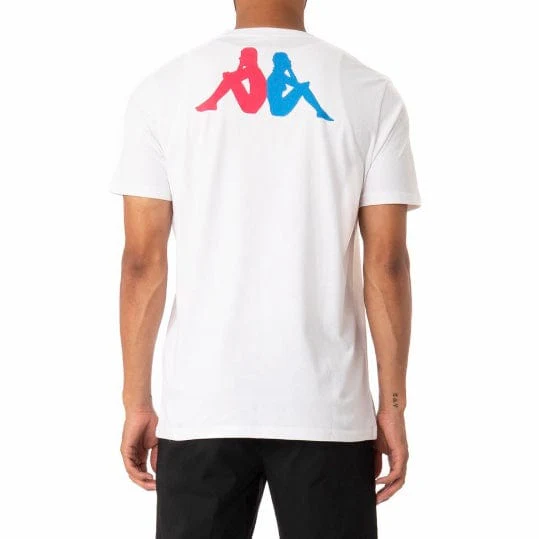 Kappa Authentic Runis T Shirt (White/Fuchsia-Blue/Yellow) 311BHUW - Image 4