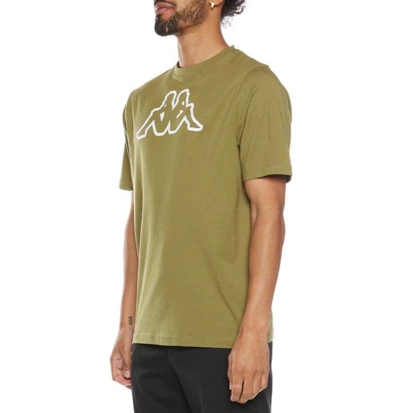 Kappa Logo Fleece Cromok T Shirt (Olive) - Image 2