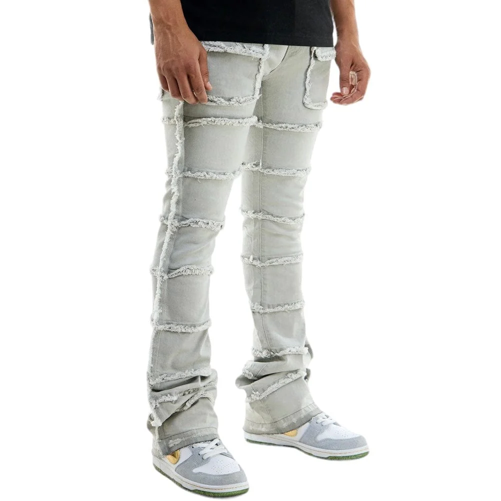 Kdnk Panelled Skinny Flare Jeans (Grey) KND4581 - Image 2