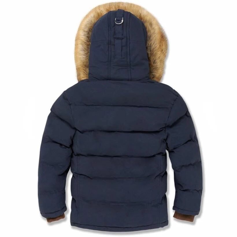Kids Jordan Craig Bismarck Fur Lined Parka Jacket (Navy) 91537K - Image 2