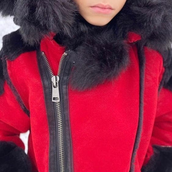 Kids Jordan Craig El Jefe Shearling Moto Jacket (Bred) 91590K - Image 3