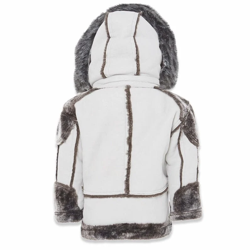 Kids Jordan Craig El Jefe Shearling Moto Jacket (Light Grey) 91590K - Image 4