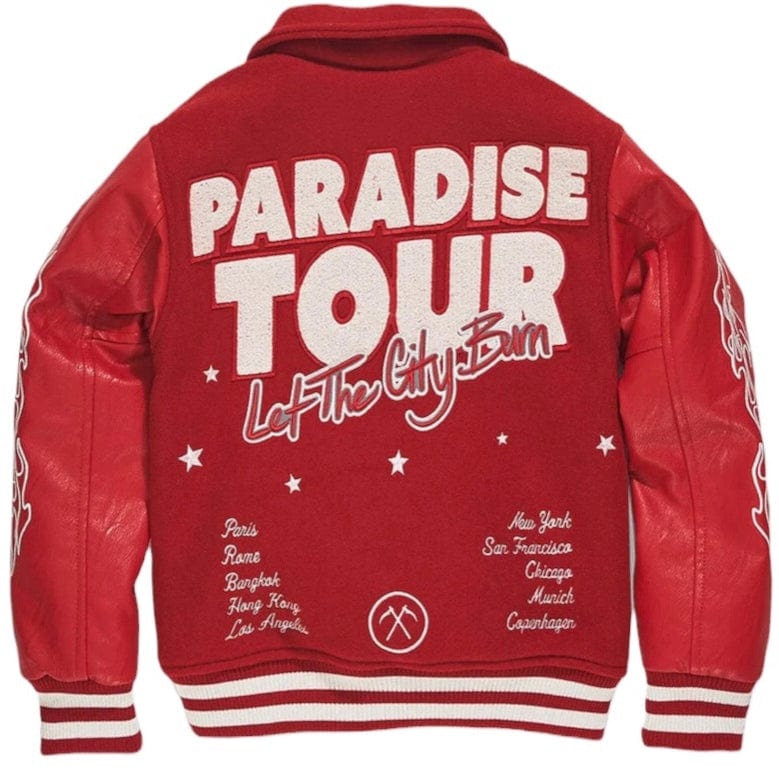 Kids Jordan Craig Paradise Tour Varsity Jacket (Red) 91632K - Image 2