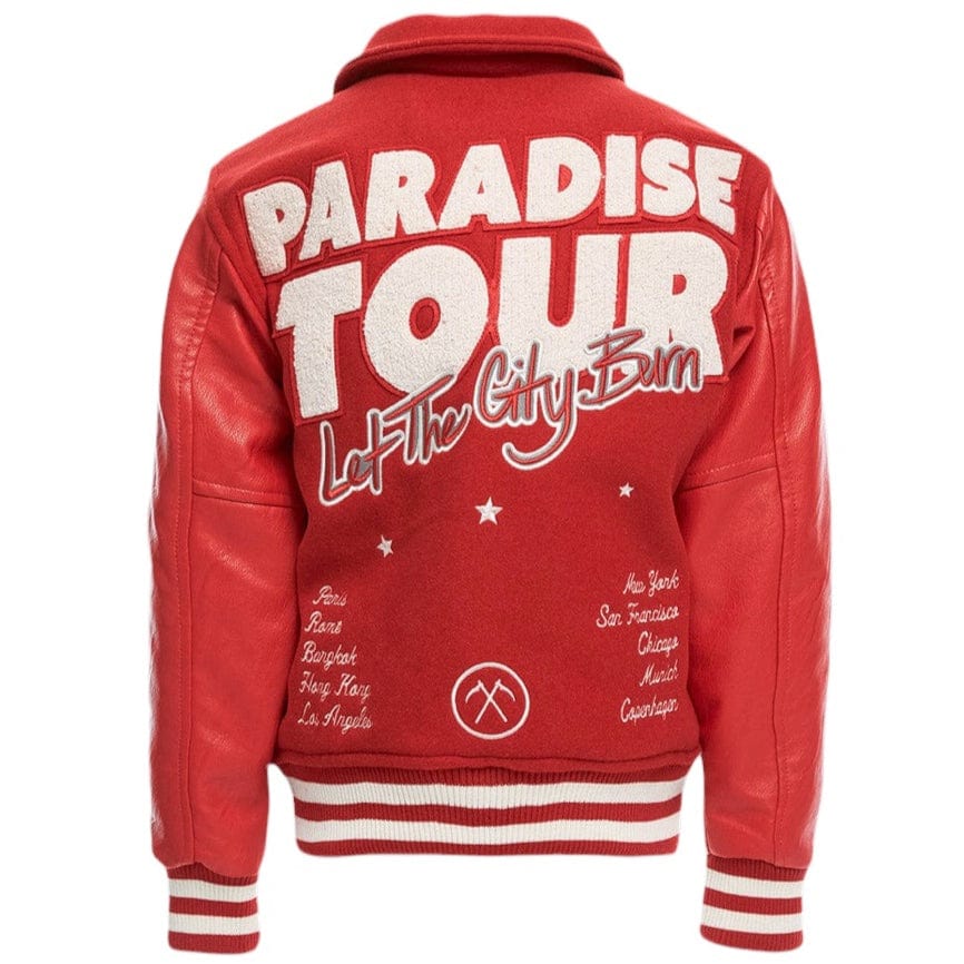 Kids Jordan Craig Paradise Tour Varsity Jacket (Red) 91632K - Image 5