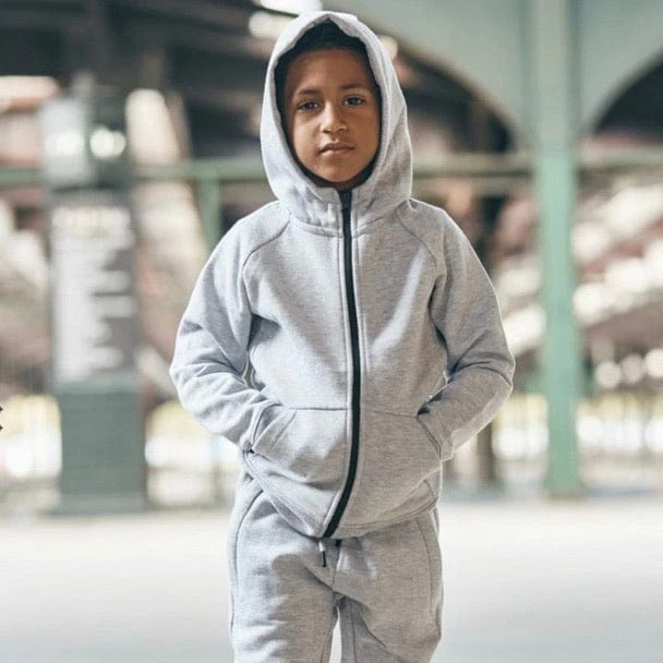 Kids Jordan Craig Uptown Zip up Hoodie (Heather Grey) 8521HK - Image 3