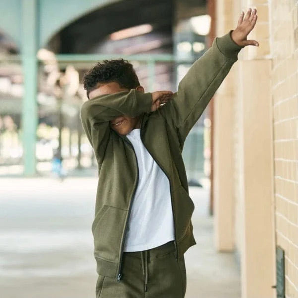 Kids Jordan Craig Uptown Zip Up Hoodie (Olive) 8521HK - Image 5