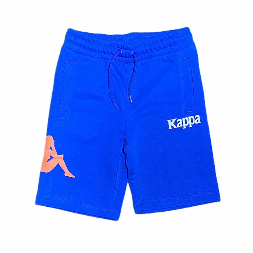 Kids Kappa Authentic Sangone Shorts (Blue/Lime-Orange/Grey) 34157FW - Image 2