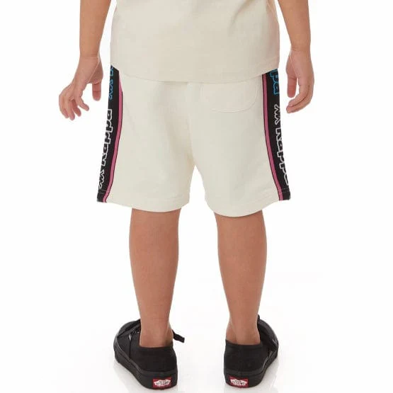 Kids Kappa Logo Tape Asved 2 Shorts (Cream/Black-Blue/White) 34152QW - Image 4