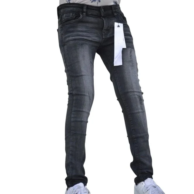 Kids Premium Disaster Ultra Stretch Denim (Black Wash) DZTR-K-003 - Image 2