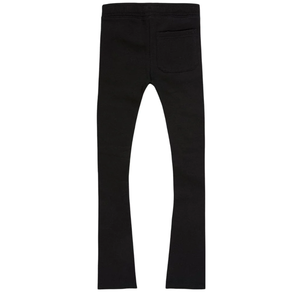 Kids See You In Paradise Tonal Stacked Sweatpants (Black) 8899LK - Image 2