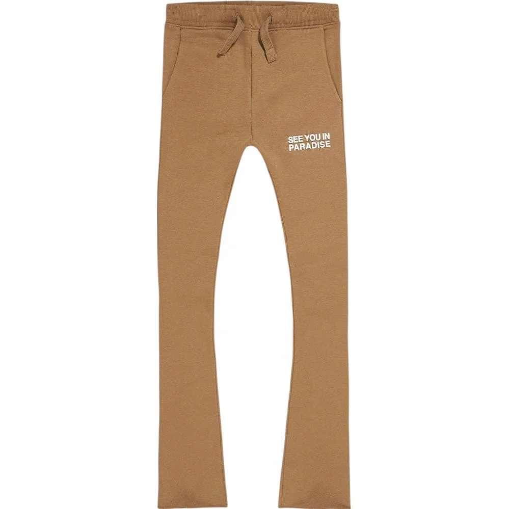 Kids See You In Paradise Tonal Stacked Sweatpants (Mocha) 8899LK