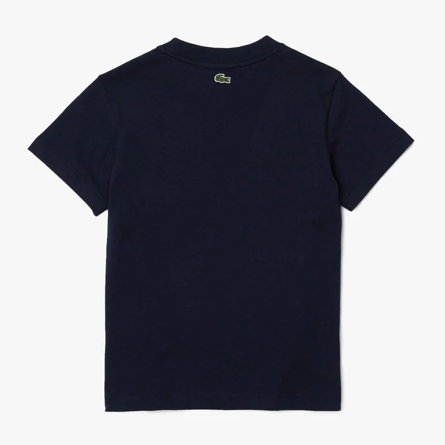Boys Lacoste Printed Crocodile Cotton T-shirt (Navy) TJ684751QRN - Image 2