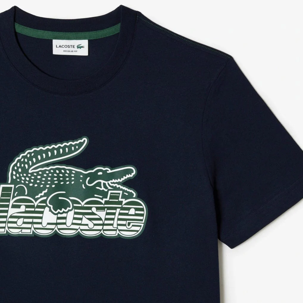 Lacoste Cotton Jersey Print T Shirt (Navy Blue) TH5070-51 - Image 2