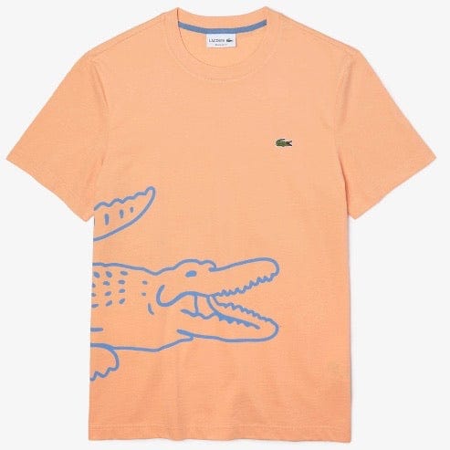 Lacoste Crew Neck Crocodile Print Organic Cotton T Shirt (Light Orange) TH0458 - Image 7