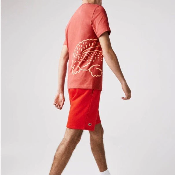 Lacoste Crew Neck Crocodile Print Organic Cotton T Shirt (Red) TH0458 - Image 5