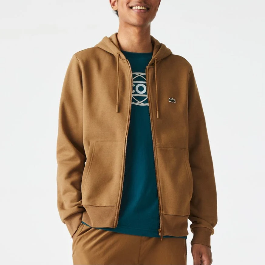 Lacoste Kangaroo Pocket Color-Blocked Hoodie (Brown) SH9626-51 - Image 2