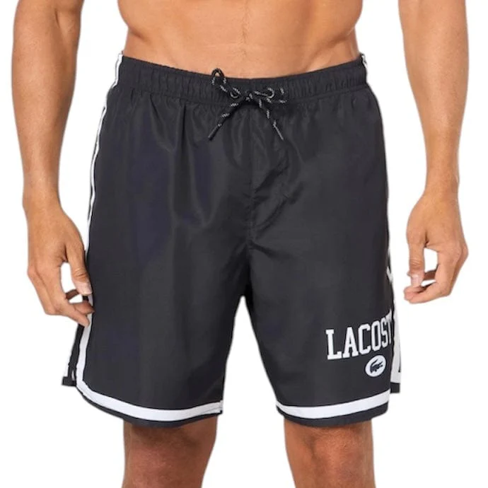 Lacoste Logo Printed Swim Trunks (Navy Blue/White) MH7239-51 - Image 2