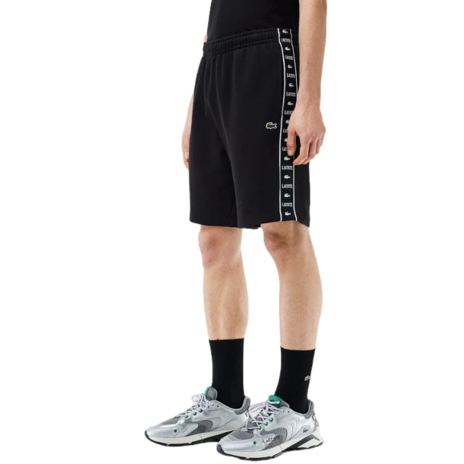 Lacoste Logo Stripe Fleece Shorts (Black) GH7397-51 - Image 4