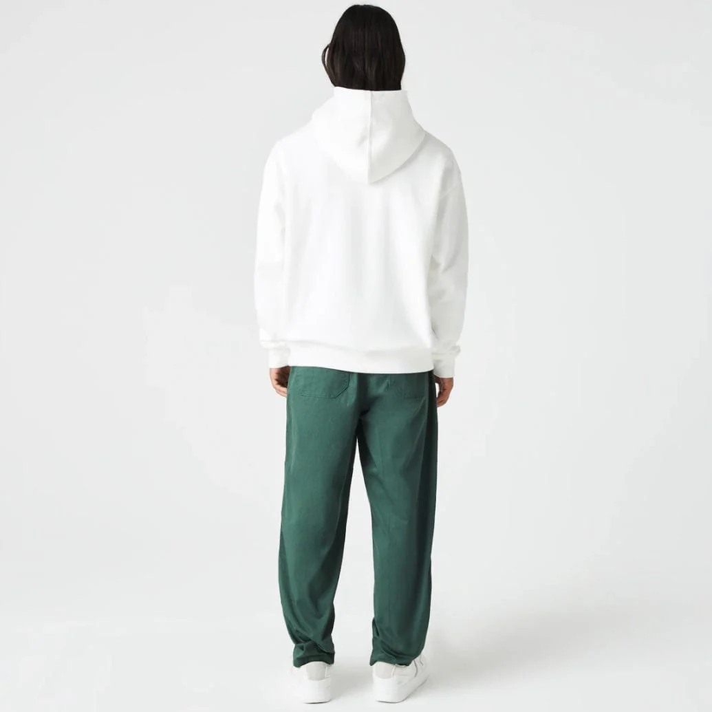 Lacoste Loose Fit Branded Monogram Hooded Sweatshirt (White) SH0067-51 - Image 5