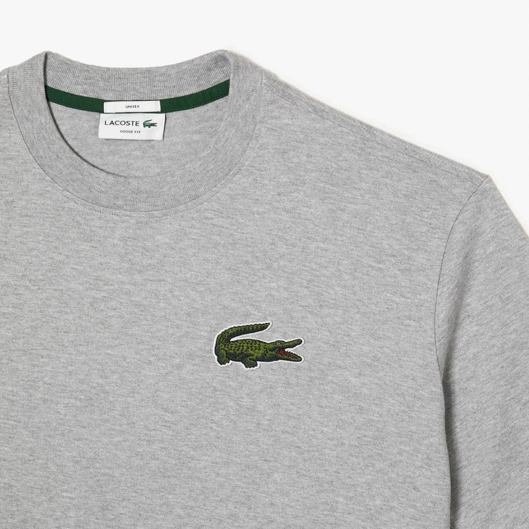 Lacoste Loose Fit Large Crocodile Organic Cotton T Shirt (Grey Chine) TH0062-51 - Image 2