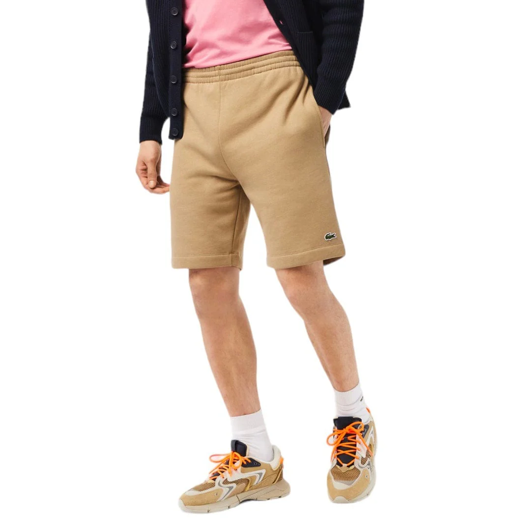 Lacoste Organic Brushed Cotton Fleece Shorts (Beige) GH9627-51 - Image 2
